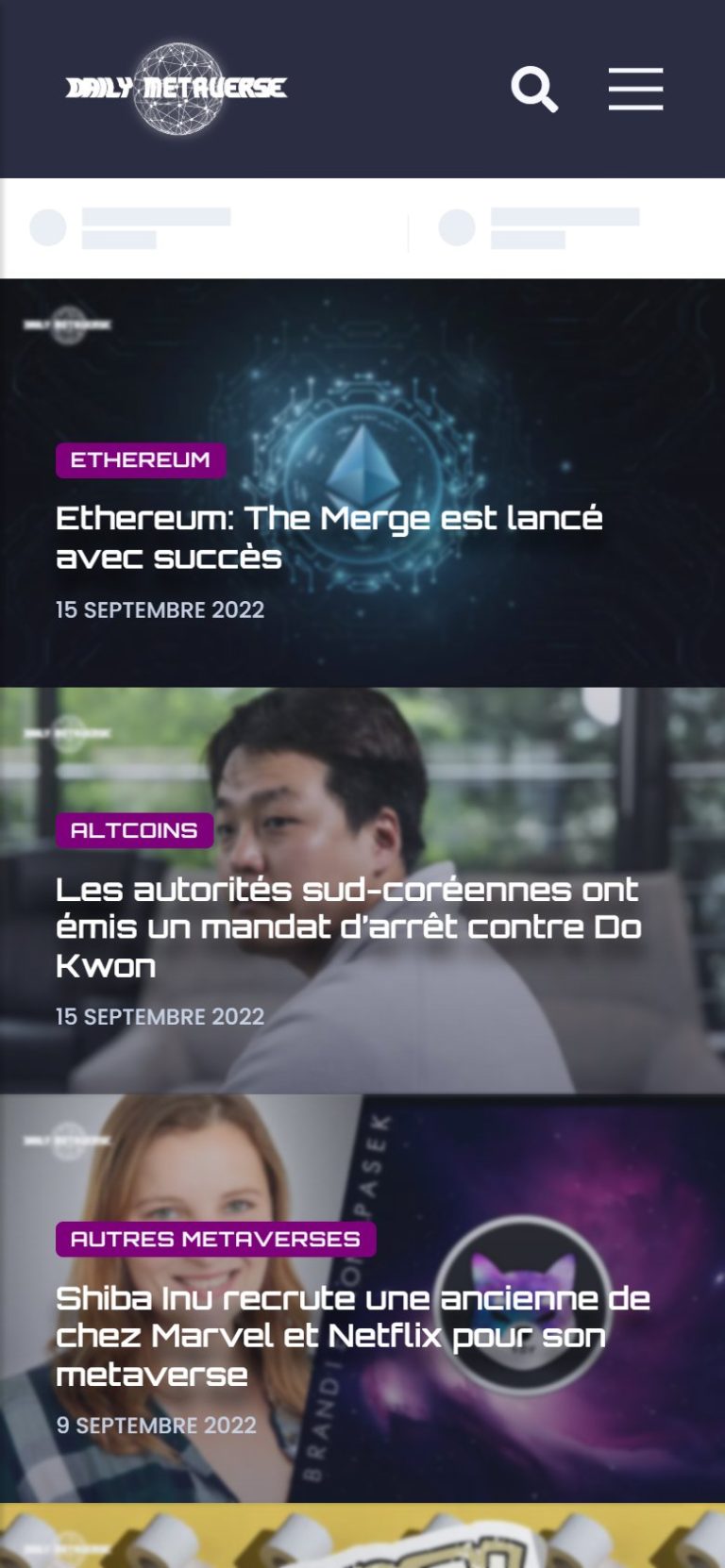 DailyMetaverse — dailymetaverse.fr (mobile)