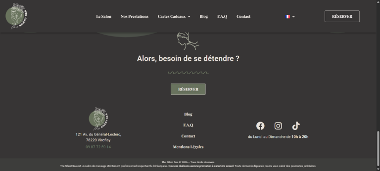 The Silent Sea — thesilentsea.fr — Footer & contact